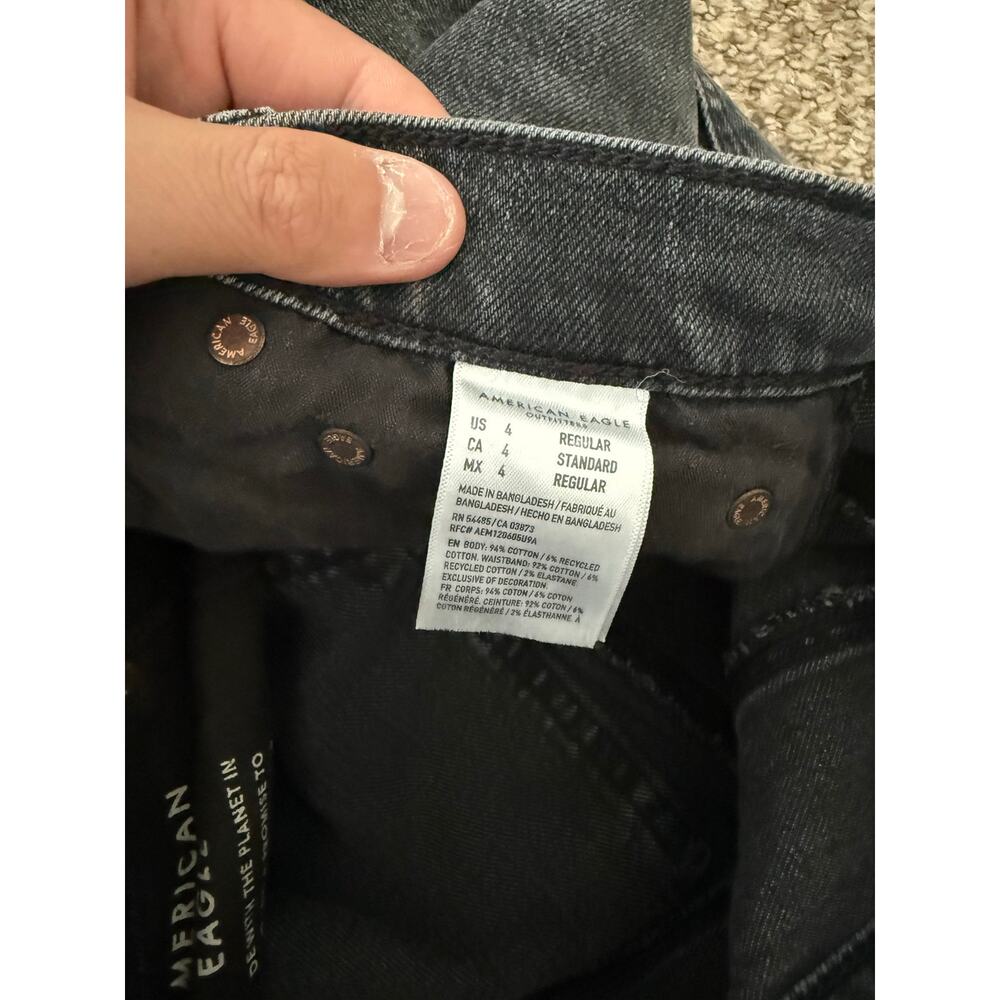 American Eagle | Charcoal Black Faded Distressed Ripped Boot Cut Jeans Preppy - Picture 4 of 7